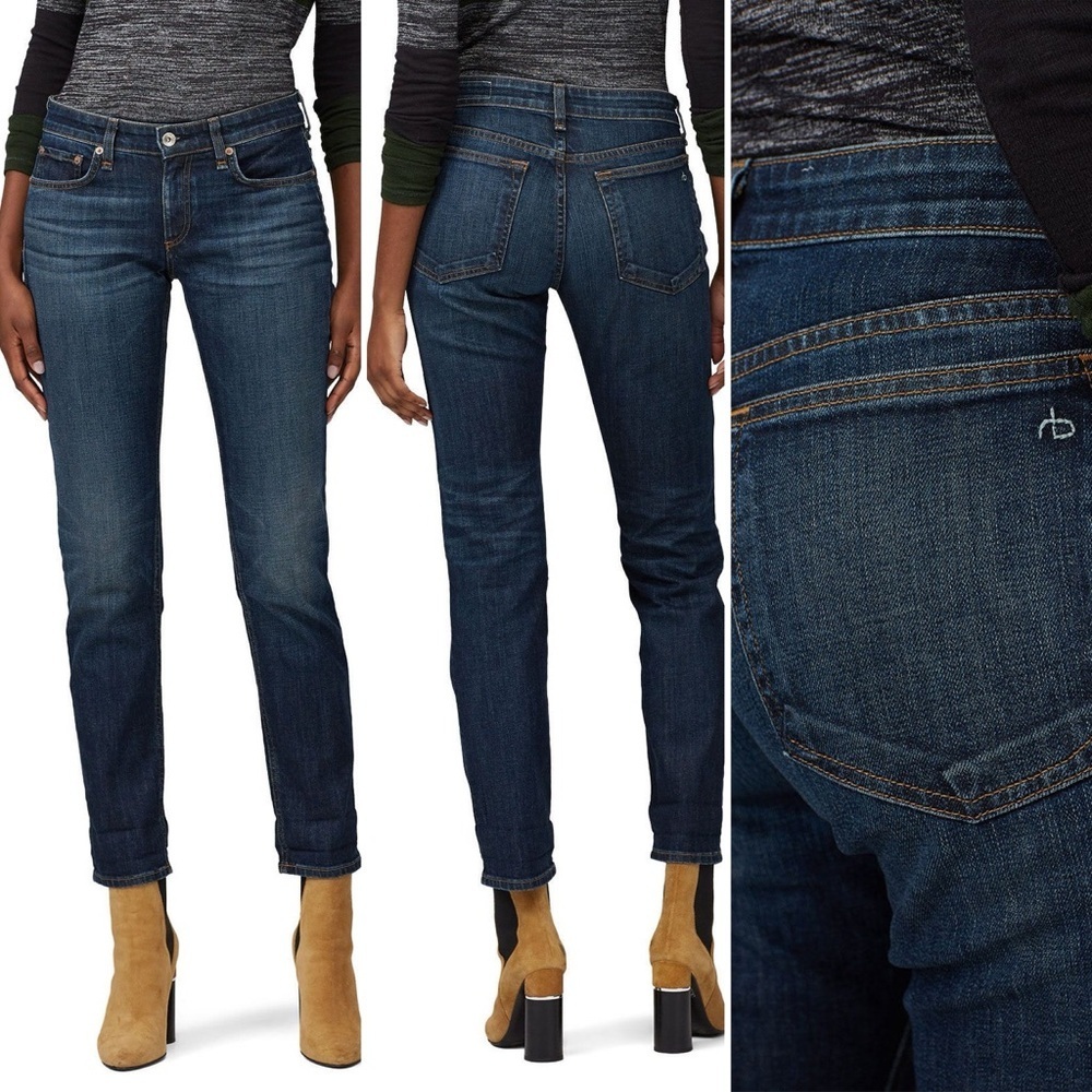 431 Rag & Bone | EUC USA Medium-dark blue fading Mid Rise Skinny Jeans (Sz 23) - Picture 2 of 14